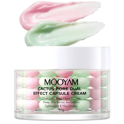 Cactus Pore Dual Capsule Cream Pore Minimizing Hydrating Face Cream with Cactus Extract, Vegan Collagen Capsule Cream