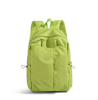 Cross-border Street-Style Plaid Nylon Backpack Solid-Color Casual Minimalist College Outdoor Travel Gender-Neutral Curved