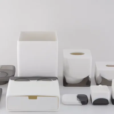Customization 10 Piece Natural Resin Amenity Set and Vanity Luxury Bathroom Essentials Accessory Set