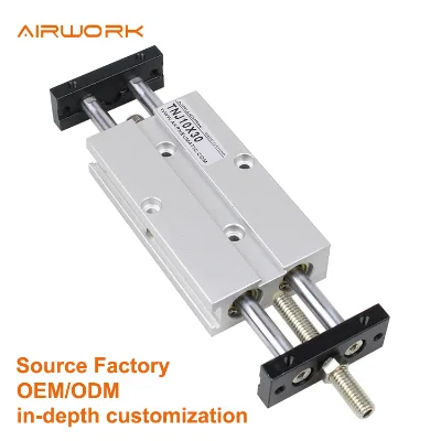 AirWork TNJ10 External Thread Twin Rod Bearing Pneumatic Cylinder Double Acting Bore 10mm Rod M5 0.1-1.0MPa Easy Install