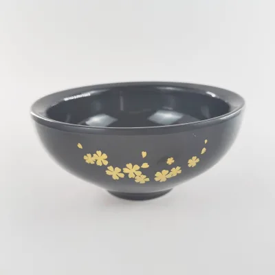 Modern Japanese Style Melamine Soup Sauce Bowl Luxury Black Decal Polished Dishwasher Safe Eco-Friendly Serving Wholesale Bowl