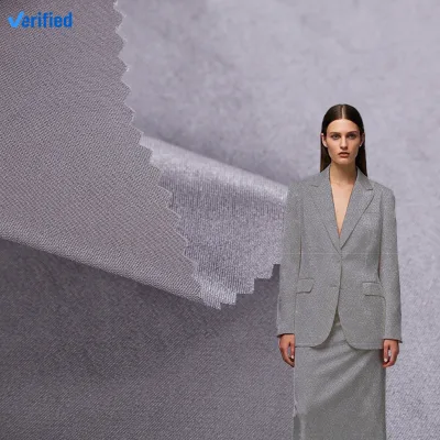 2025 Hot Sale Gray Texture Lady Skirt Pants Coat Coat Polyester Satin Fabric