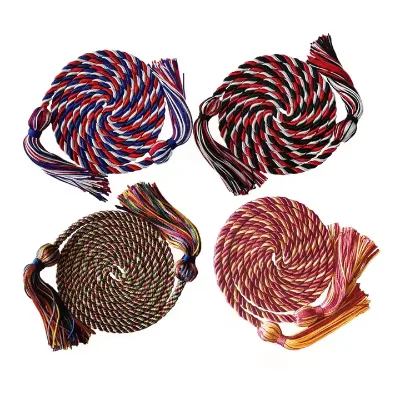Factory Wholesale Intertwined Graduation Honor Cord Multicolor Bicolor Decorative Curtain Cellphone 100% Polyester High Tenacity