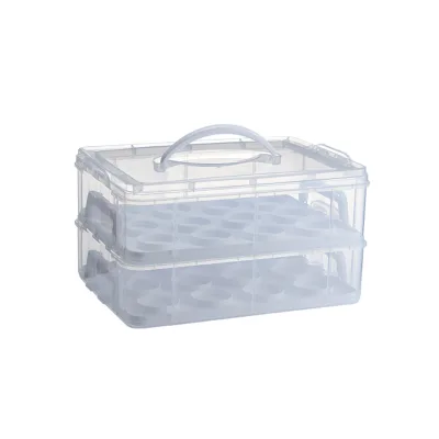 2 Layer pp Plastic Rectangle Cup Cake Container