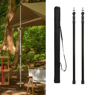 Outdoor Aluminum Alloy Canopy Pole with Wind Rope Bracket Tent Pole Folding Telescopic Pole 28mm Long 2.3m Door Pole