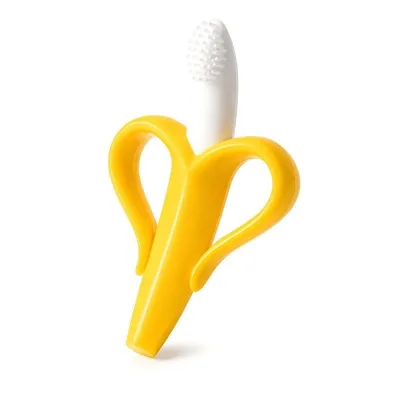 BPA Free Food Grade Banana Shaped Silicone Baby Toothbrush Soft Teething Grinding Stick Infant Oral Training Chew Toy Newborn