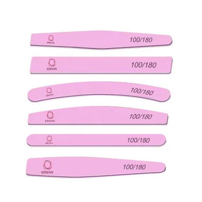 Professional Double Sided Nail Buffering Files 10 PCS 100/180 80/80 Grit Custom Logo Japan Yellow Pink Nail File