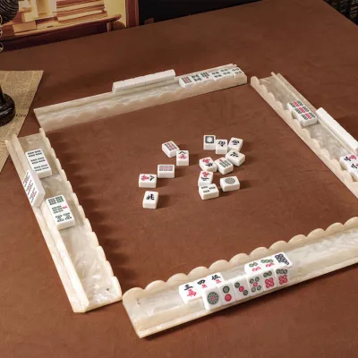 Tortoise American Mahjong Racks with Pushers Premium Heavy-Duty Clear Acrylic Tile Holders with Scalloped Slide Push Bars