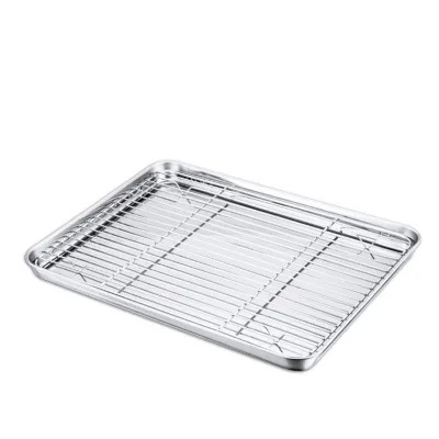 Manufacture Customized Food Grade Polishing 304 Stainless Steel Aluminium Perforated Baking Tray Baking Pan for Drying Cooking