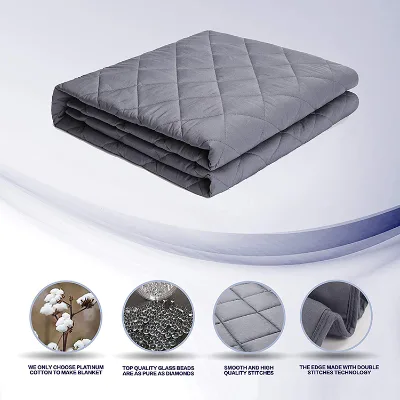 Eco-Friendly Quilted Cotton Weighted Blanket with Glass Bead Filling Wearable Style for Travel Hotel Hospital Bath Use