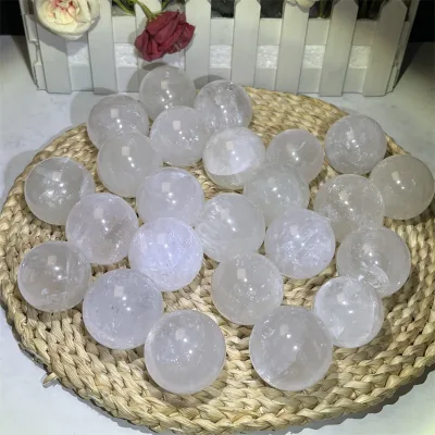 Kindfull Wholesale Natural Polished Gemstone White Honey Calcite Ball Healing Fengshui Flashy Crystal Spheres for Ornament