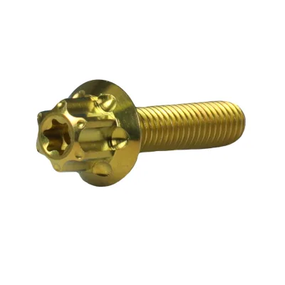 Anodized M6*25 Flange Head Torx Motorcycle Bolts Gr5 Titanium Screw Made of Durable Titanium Alloy