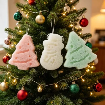 Christmas Konjac Sponge 100% Natural Plant-Fiber Cleansing  Reusable Shower Sponge for Smoother Skin Gentle Exfoliation