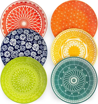 Dinner Plates | Dinnerware Sets of 6 | Colorful Porcelain Serving Dish | Resistant to Scratches and Stains | Microwave Safe