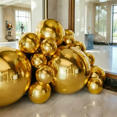 Heavy Duty PVC Inflatable Metallic Gold Mirror Ball Big Shiny Sphere for Indoor Outdoor Wedding Party Event Decoration