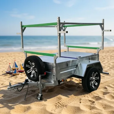 Hot Dipped Galvanized Sailboat Trailer Saltwater Proof Soft Rubber Roller Anti-Scratch Sailboat Transport Trailer