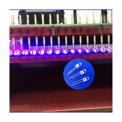 RoHS Certified 200mW Ultra Bright UV Color 390nm-395nm-400nm T1 3/4 5mm Dip Light LED Diode 3.4-3.6V 30