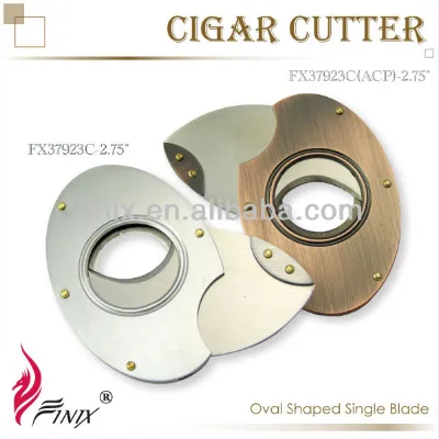Oval-Shaped Double Blade Cigar Cutters Japanese Stainless Steel 420J2 Ancient Reddish Copper Plated Finix Accessories