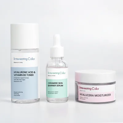 EM Private Label Ceramide Hyaluronic Acid Vitamin B5 Serum Toner Face Cream Sets of Moisturizing Repairing Skin Barrier