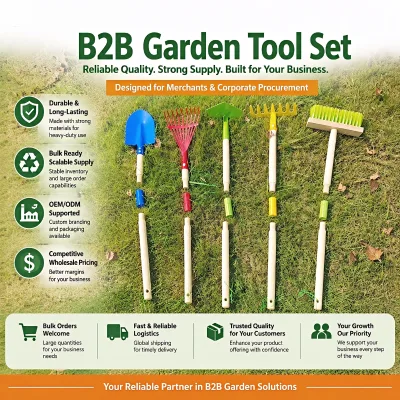 Split Wood Handle Five-Piece DIY Gardening Tool Set Ergonomic Design Digging Shovel Brush Outdoor Maintenance Source Factory OEM
