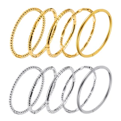 New Arrival Charm Stainless Steel Waterproof Coloful Enamel Gold Plated Bangle for Females Daily Creative Fashion Jewelry