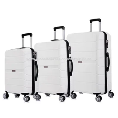 3pcs PP luggage sets, double wheels, TSA built in lock