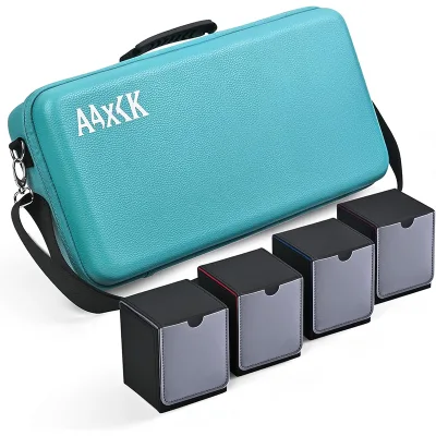 All-in-One Gaming Gear Storage Eva Hard case for Playmat & Deck Box Carrying Case for TCG/CCG/Gamemat with 4 Deck Boxes