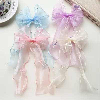 Fashion Hair Clips Double-layer Mesh Yarn Bow Ribbon Hairpin Girls and Princess's Hair Accessory Sweet Bowknot Hair Clasp