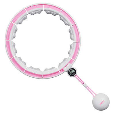 Massage Digital Counting Smart Hoola Hoop with Adjustable Detachable Knots Auto Spinning Ball Hot Sale Indoor Pink  FITNESS Whit