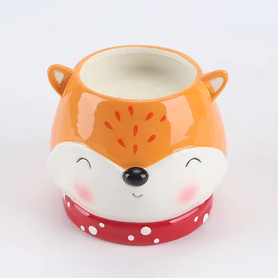 Cute Fox Face Ceramic Candle Jar 12oz - Adorable Forest Animal Scented Candle with Red Scarf Detail, Nursery & Home Decor