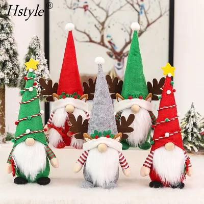 Christmas Gnome Plush Figurine with Xmas Tree Hat Nordic Tomte Scandinavian Elf Holiday Party Home Decorations SD2539