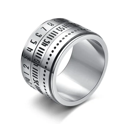 European American Trend Accessories Gold Plated Stainless Steel Fidget Spinner Rings Rotation Arabic Numerals Time Ring