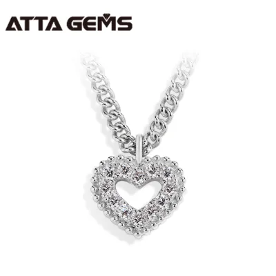 ATTA Luxury D Color Moissanite Heart Design Necklace in 925 Sterling Silver Fine Jewelry Gift for Her OEM ODM