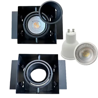 Frameless Adjustable Square Recessed Ceiling GU5.3 Downlight Fitting Indoor Gu10 Lamp Holder Mr16 Spotlight Fixture