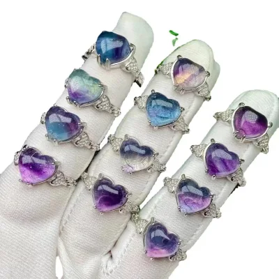 Wholesale Natural Gemstone Carved Heart Boutique Jewelry Ring