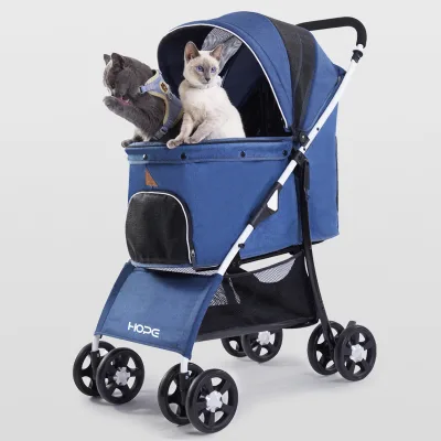 4 Wheels Auto Folding Dog Cat Stroller Pet With Removable Liner