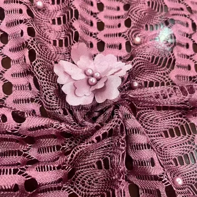 Organic Eco-Friendly Double Faced Lace Fabric Dresses New Designer French Lace 100% Polyester 150cm Width 3D Balls Decor Garment