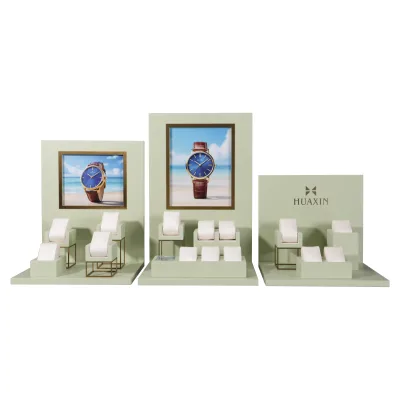 New Style Metal Rack Watch Display Stand with Removable Leather Cushion Watch Holder for Showcase Stylish Jewelry Container
