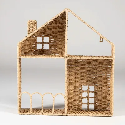 Elegance Woven Natural Seagrass House Shelf Kid's Furniture Functional Kid Room Decoration Storage Shelf Decor