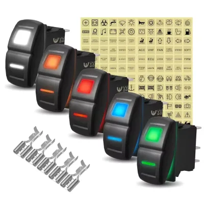 12/24 Volt Led Waterproof Rocker Switch Blank Button On-Off/ On-On/ On-Off-On/On-On-On/On-On-Off Backlight Switch 20Amp