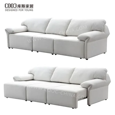 Modern Fabric 3 Seater Recliner Functional Sofa Extend Electric Sliding Sofa for Apartment Home Living Room Villa