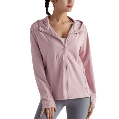 Women's Lightweight Summer Outdoor Sun Protection Hoodie Long Sleeves Quick Dry Anti-UV Breathable Rash Guard Jacket