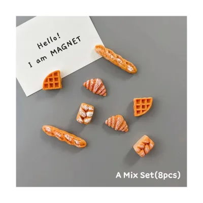 Wholesale Fashion Mini Bread Bakery Refrigerator Magnet Set Custom Waffle Whole Bread Realistic Kitchen Decor Fridge Magnet Food