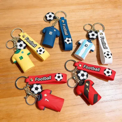 Manufacturer Wholesale Football Player Jersey Rubber PVC Keychains Soccer Keyrings Personalized 2026 Football Cup Souvenir Gift