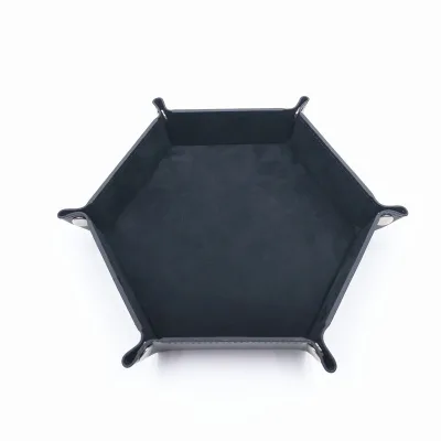 Dice Rolling Tray Holder Storage Box for RPG D&D Dice Tray and Table Double Sided Folding Portable PU Leather