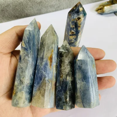 Wholesale Natural Crystal Quartz Points Blue Kyanite Tower Crystals Healing Wand for Decor