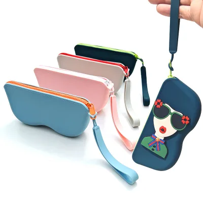 Portable Silicone Sunglasses Cases Eco-Friendly Zipper Closure Special Purpose Bags & Cases with Simple Style