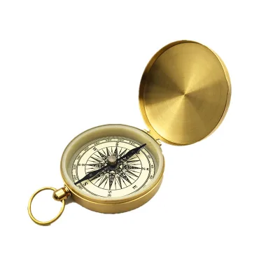 Antique Brass Engraved Pocket Compass Wholesale Navigation Positioning Equipment