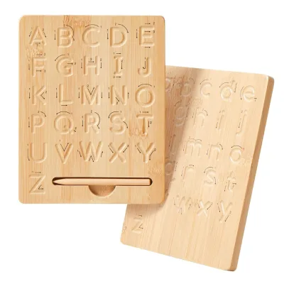 Education Preschool Toddler Toy Wood Letter Practicing Board Montessori Wooden Alphabet Tracing Board for Kids