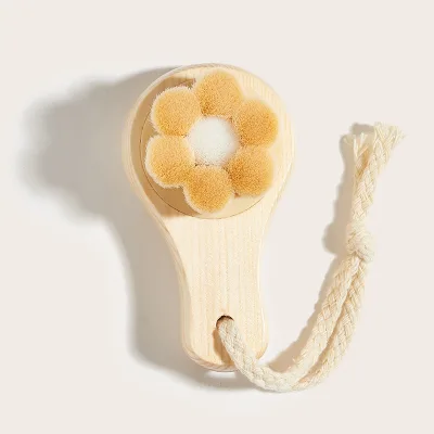 Plum-blossom-shaped Wooden-handle Face Brush Manual Cleansing Soft Bristles Blackhead Pore Cleansing Makeup Removal